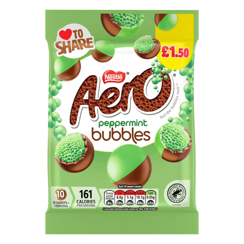 Aero Bubbles Peppermint Chocolate Sharing Bag 80g PMP £1.50 - 12 x 80g Bags