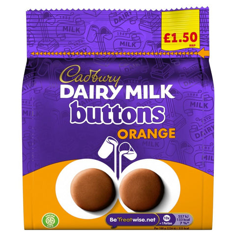 Cadbury Dairy Milk Orange Buttons Chocolate Bag 85g £1.50 PMP - 10 x 85g Bags