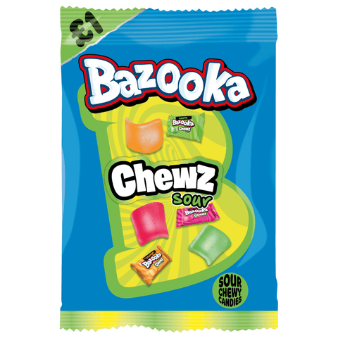 Bazooka Chews Sour Bag 100g £1 PMP - 12 x 100g Bags