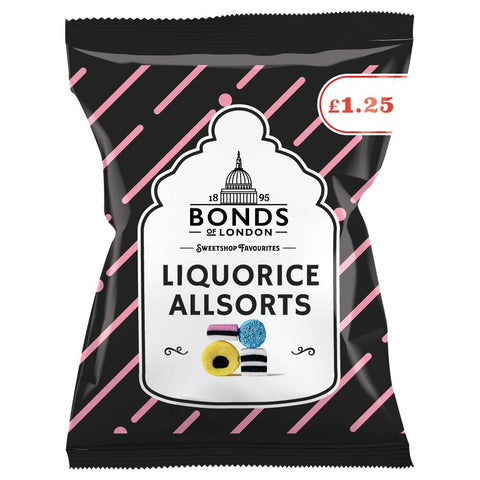 Bonds Liquorice Allsorts Bags 130g £1.25 PMP - 12 x 130g Bags