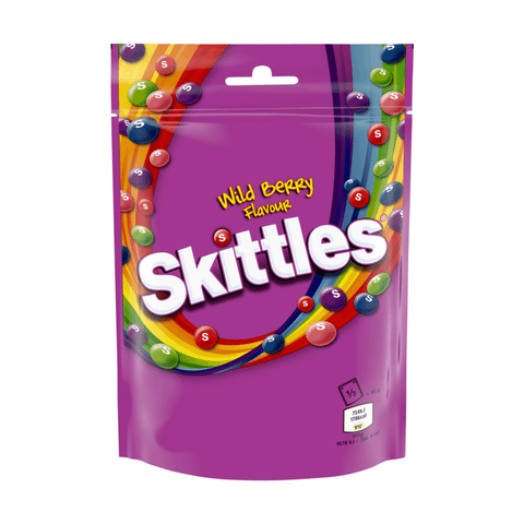 Skittles Vegan Wild Berry Sweets Pouch Bag 136g - 15 x 136g Bags