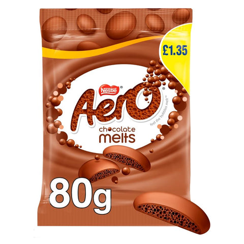 Aero Melts Milk Chocolate Sharing Bag 80g PMP £1.35 - 12 x 80g Bags