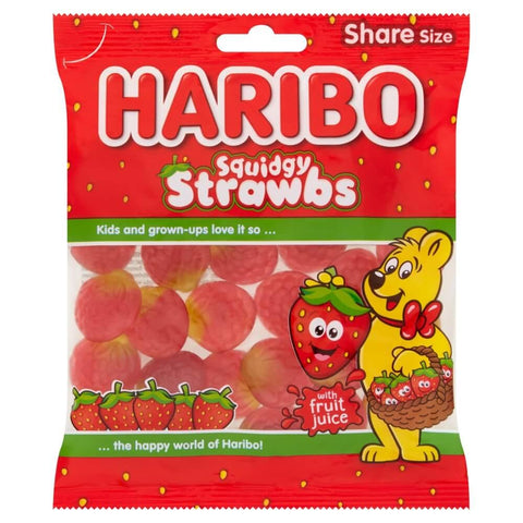 Haribo Squidgy Strawbs Share Bag 160g - 12 x 160g Bags