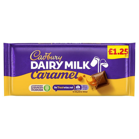 Cadbury Dairy Milk Caramel Chocolate Bar £1.25 PMP 120g - 16 x 120g Bars