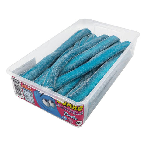 Kingsway Jumbo Fizzy Blue Raspberry Pencils Tub 1.5kg