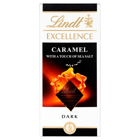 Lindt Excellence Dark Caramel and Sea Salt Chocolate Bar 100g - 20 x 100g Bars