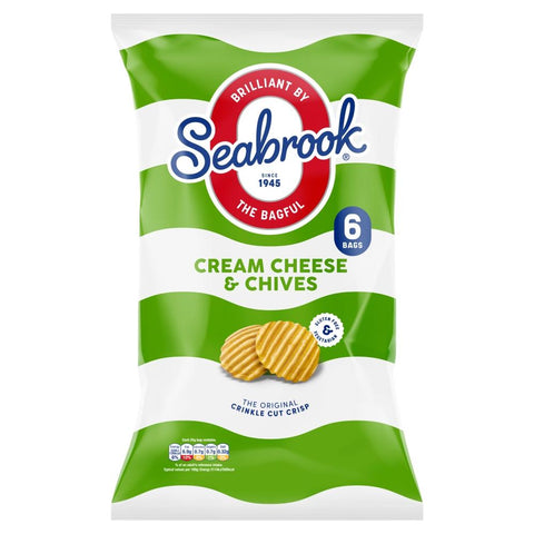 Seabrook Cream Cheese & Chives Flavour The Original Crinkle Cut Crisp 6 Pack - 8 x (6 x 25g)