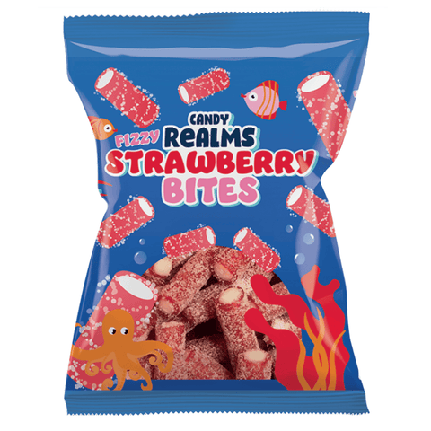 Candy Realms Fizzy Strawberry Bites Bag 170g - 12 x 170g Bags