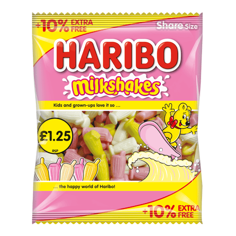 Haribo Milkshakes Bag 154g £1.25 PMP + 10% Extra Free - 12 x 154g Bags