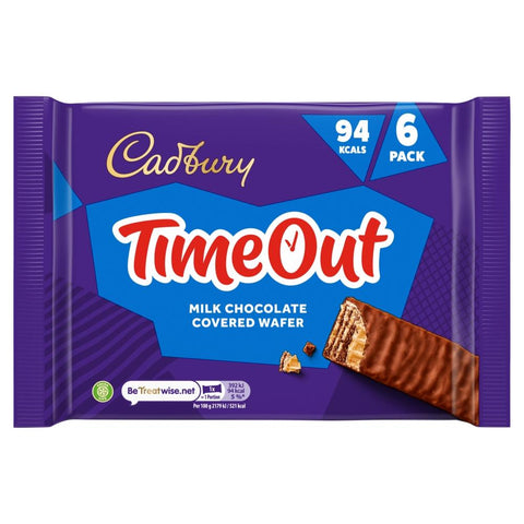 Cadbury Timeout Milk Chocolate Covered Wafer 6 Pack 108g - 13 x (6 x 18g) Multipacks