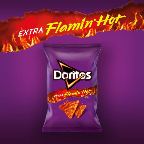 Doritos Extra Flamin' Hot Sharing Bag Crisps 70g £1.25 PMP - 15 x 70g Bags