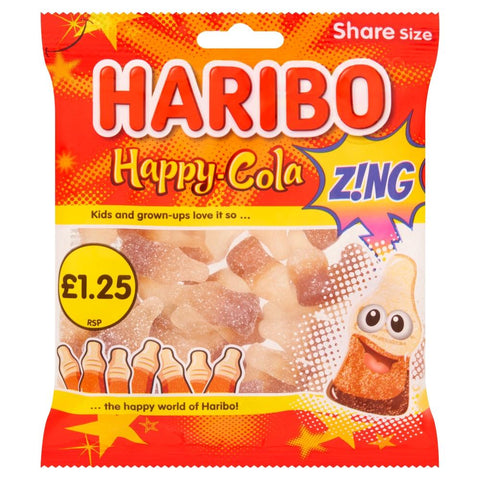 Haribo Happy Cola Z!NG Bag 140g £1.25 PMP - 12 x 140g Bags