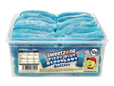 Sweetzone Giant Fizzy Blue Raspberry Bottles 10p Tub