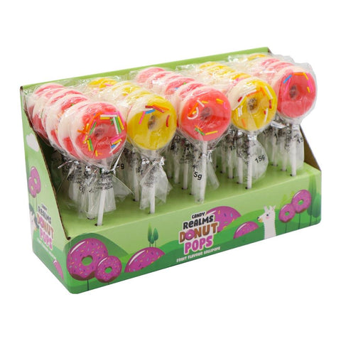 Candy Realms Donut Pops 15g - 30 x 15g Lollipops