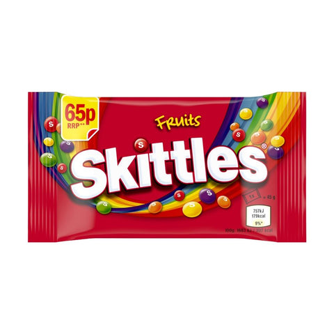 Skittles Vegan Chewy Sweets Fruit Flavoured Bag £0.65 PMP 45g - 36 x 45g Bags