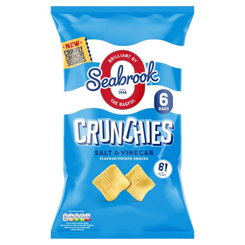 Seabrook Crunchies Salt & Vinegar Flavour Potato Snacks 6 Pack - 10 x (6 x 18g)