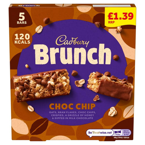 Cadbury Brunch Bar Choc Chip 5 Pack £1.39 PMP 140g - 8 x 140g Boxes