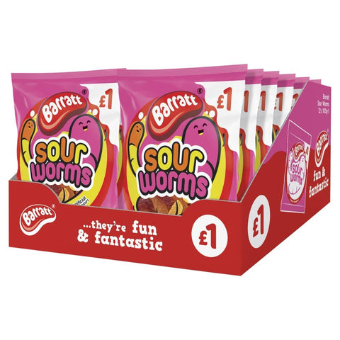 Barratt Fun & Fantastic Sour Worms 100g £1 PMP - 12 x 100g Bags