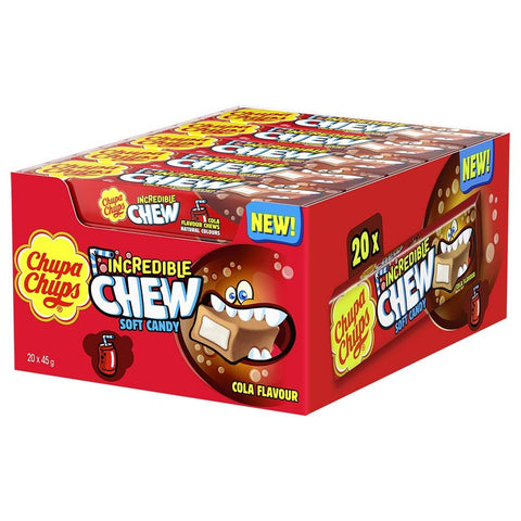 Chupa Chups Cola Incredible Chew Soft Candy 45g - 20 x 45g Packs