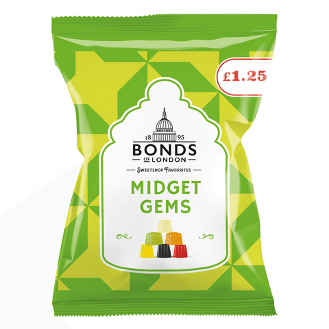 Bonds Midget Gems Bags 130g £1.25 PMP - 12 x 130g Bags