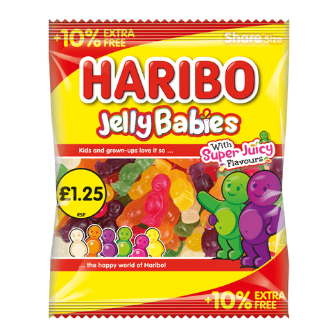 Haribo Jelly Babies with Super Juicy Flavours Bag 154g £1.25 PMP + 10% Extra Free - 12 x 154g Bags