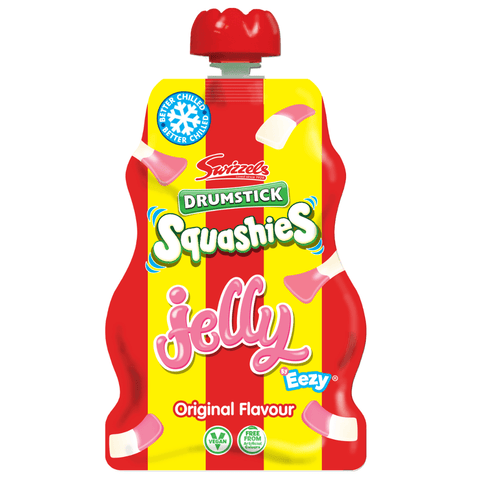 Swizzels Drumsticks Squashies Original Raspberry & Milk Jelly Pouch 80g - 12 x 80g Pouches