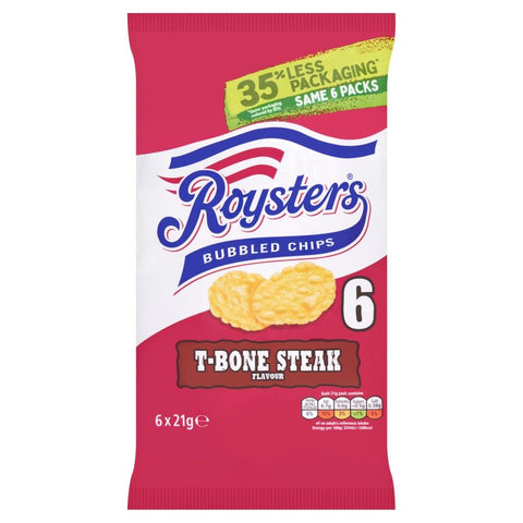 Roysters T-Bone Steak Flavour Crisps 6 Pack - 28 x (6 x 25.5g)