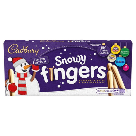 Cadbury Christmas Snowy Chocolate Covered Fingers 115g - 20 x 115g Packs