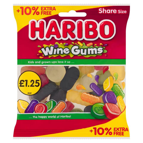 Haribo Wine Gums Bag 154g £1.25 PMP + 10% Extra Free - 12 x 154g Bags