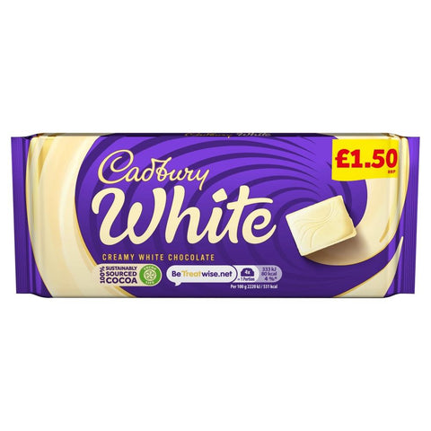 Cadbury White Chocolate Bar 90g £1.50 PMP - 24 x 90g Bars