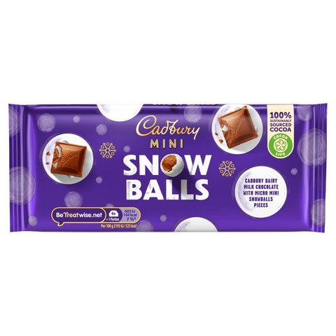 Cadbury Dairy Milk Mini Snowballs Bar 110g - 20 x 110g Bars