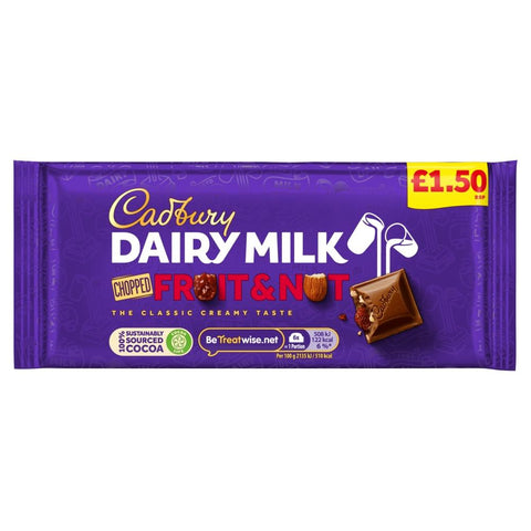 Cadbury Dairy Milk Chopped Fruit and Nut Chocolate Bar 95g £1.50 PMP - 22 x 95g Bars