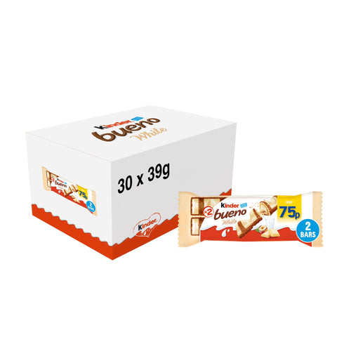 Kinder Bueno White 39g Bar 75p PMP - 30 x 39g Bars