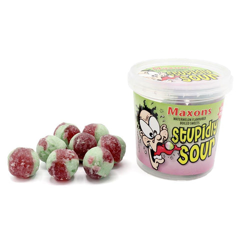 Maxon's Stupidly Sour Watermelon Sweets Tub 75g - 12 x 75g Tubs