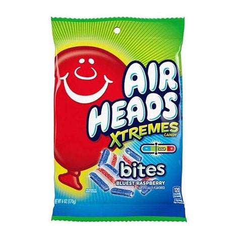 Airheads Xtremes Candy Bluest Raspberry Bites Bag 170g - 12 x 170g Bags