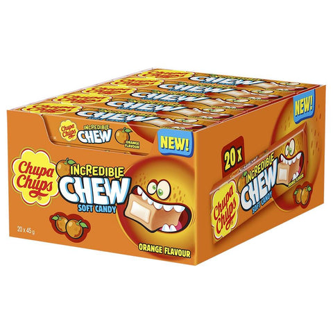 Chupa Chups Orange Incredible Chew Soft Candy 45g - 20 x 45g Packs