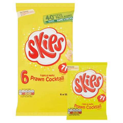 Skips Prawn Cocktail Crisps 6 Pack - 20 x (6 x 13g Packs)