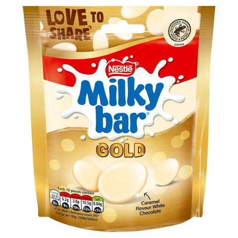 Milkybar Buttons Gold Caramel Flavour White Chocolate Sharing Bag 86g - 11 x 86g Bags