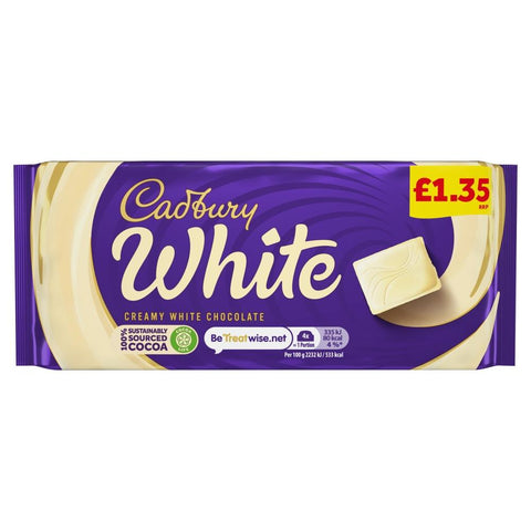 Cadbury White Chocolate Bar 90g £1.35 PMP - 24 x 90g Bars