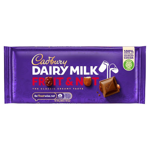 Cadbury Dairy Milk Fruit & Nut Chocolate Bar 110g - 18 x 110g Bars