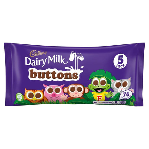 Cadbury Dairy Milk Buttons Treatsize Chocolate Bags 5 Pack 70g - 16 x 5 Packs