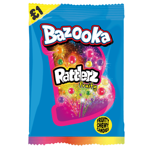 Bazooka Rattlerz Fruity Bag 100g £1 PMP - 12 x 100g Bags