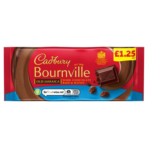 Cadbury Bournville Old Jamaica Dark Chocolate Rum & Raisin 100g £1.25 PMP - 18 x 100g Bars