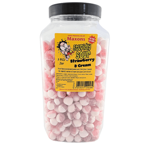 Maxon's Stupidly Sour Strawberry and Cream Sweets Jar 3kg