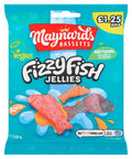 Maynards Bassetts Fizzy Fish Jellies Bag 130g £1.25 PMP - 12 x 130g Bags